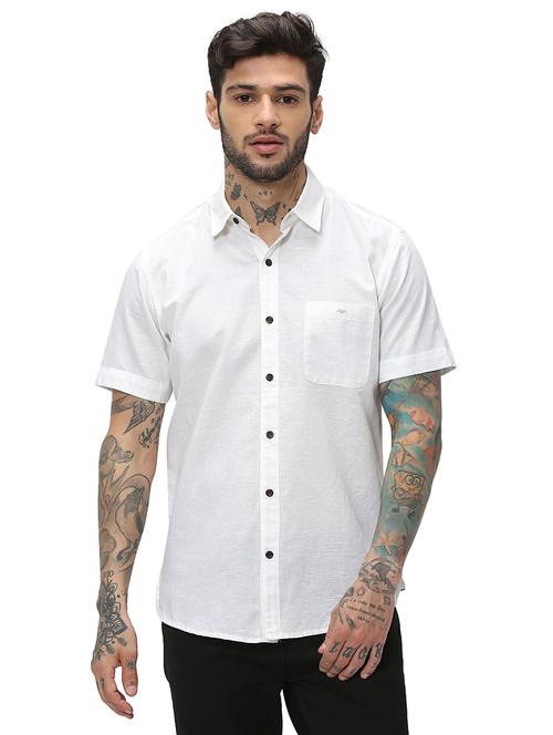 white cotton casual shirt - 20998914 -  Standard Image - 0