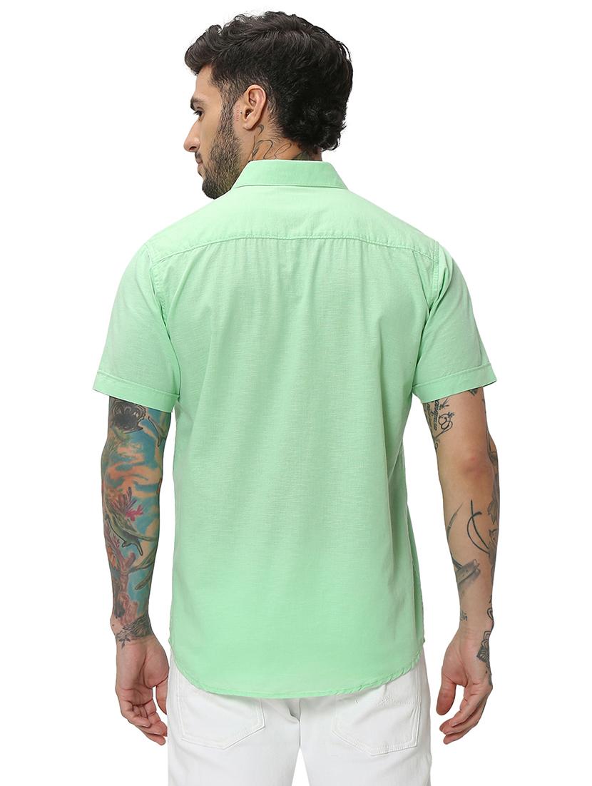 green cotton casual shirt - 20998919 - Standard Image - 3