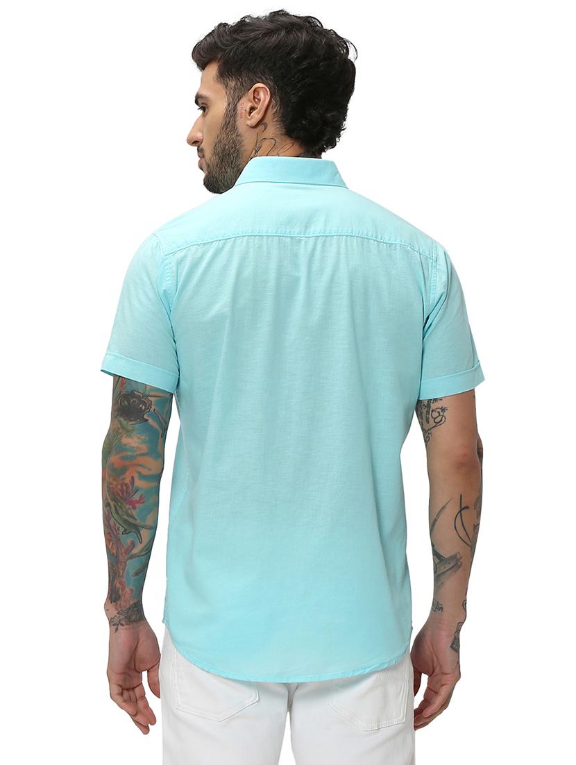 turquoise cotton casual shirt - 20998920 - Standard Image - 3
