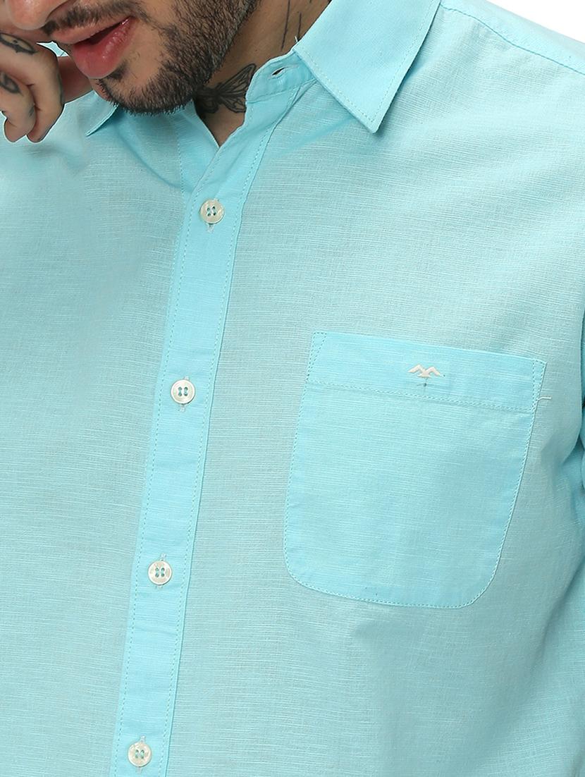 turquoise cotton casual shirt - 20998920 - Standard Image - 5