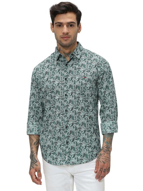 green cotton casual shirt - 20998930 - Standard Image - 0