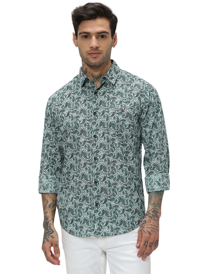 green cotton casual shirt - 20998930 - Zoom Image - 0
