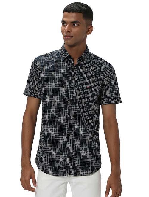 navy blue cotton casual shirt - 20998962 - Standard Image - 0