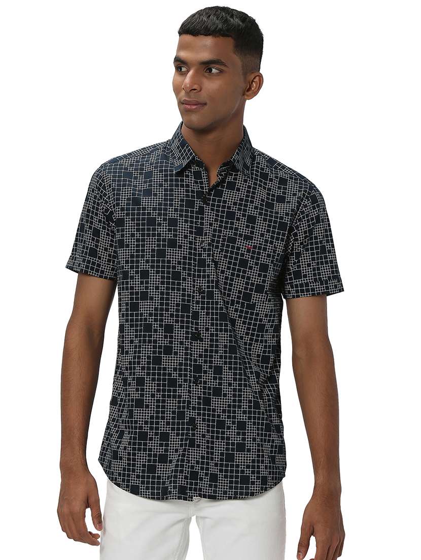 navy blue cotton casual shirt - 20998962 - Zoom Image - 0