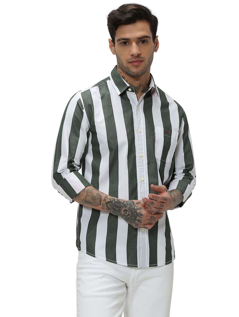 olive cotton casual shirt - 20998993 - Zoom Image - 0