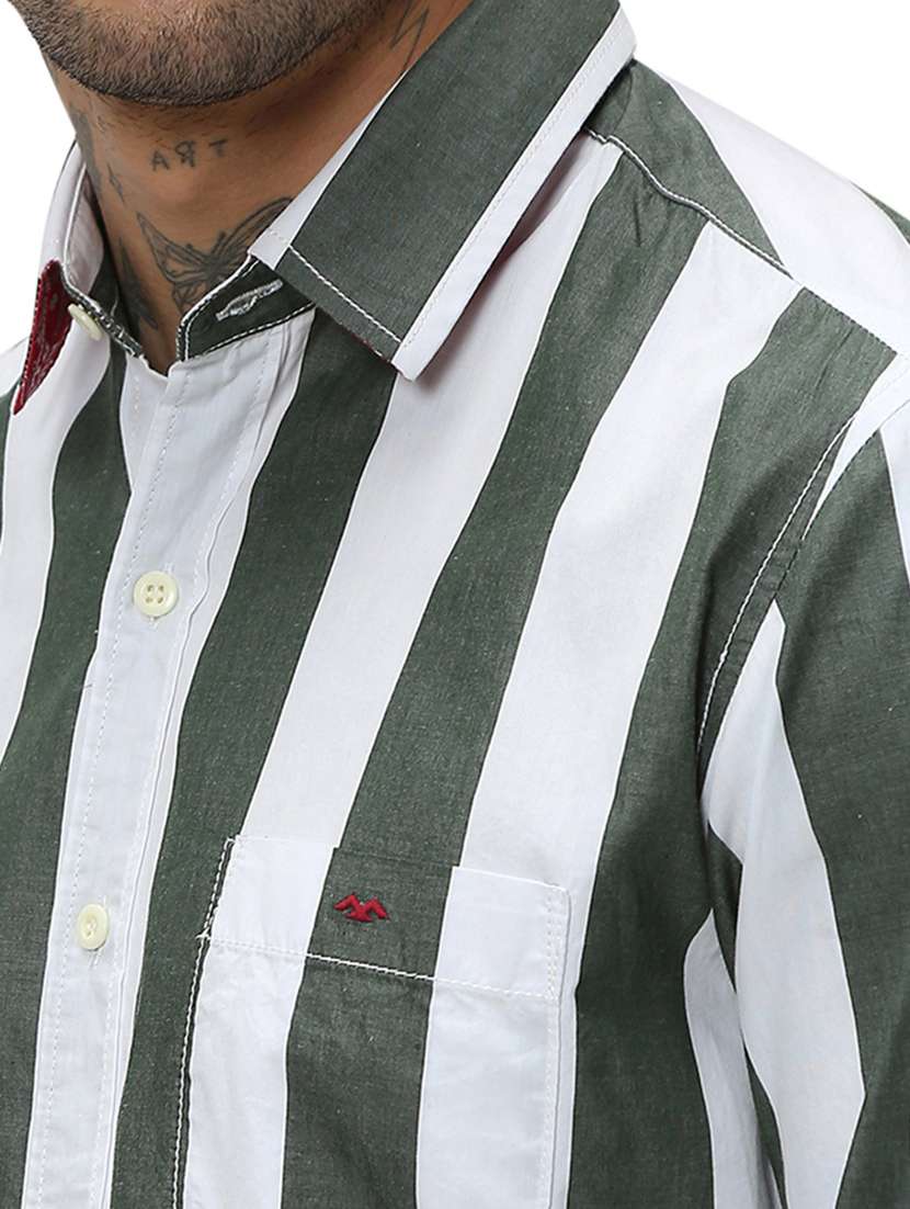 olive cotton casual shirt - 20998993 - Standard Image - 5