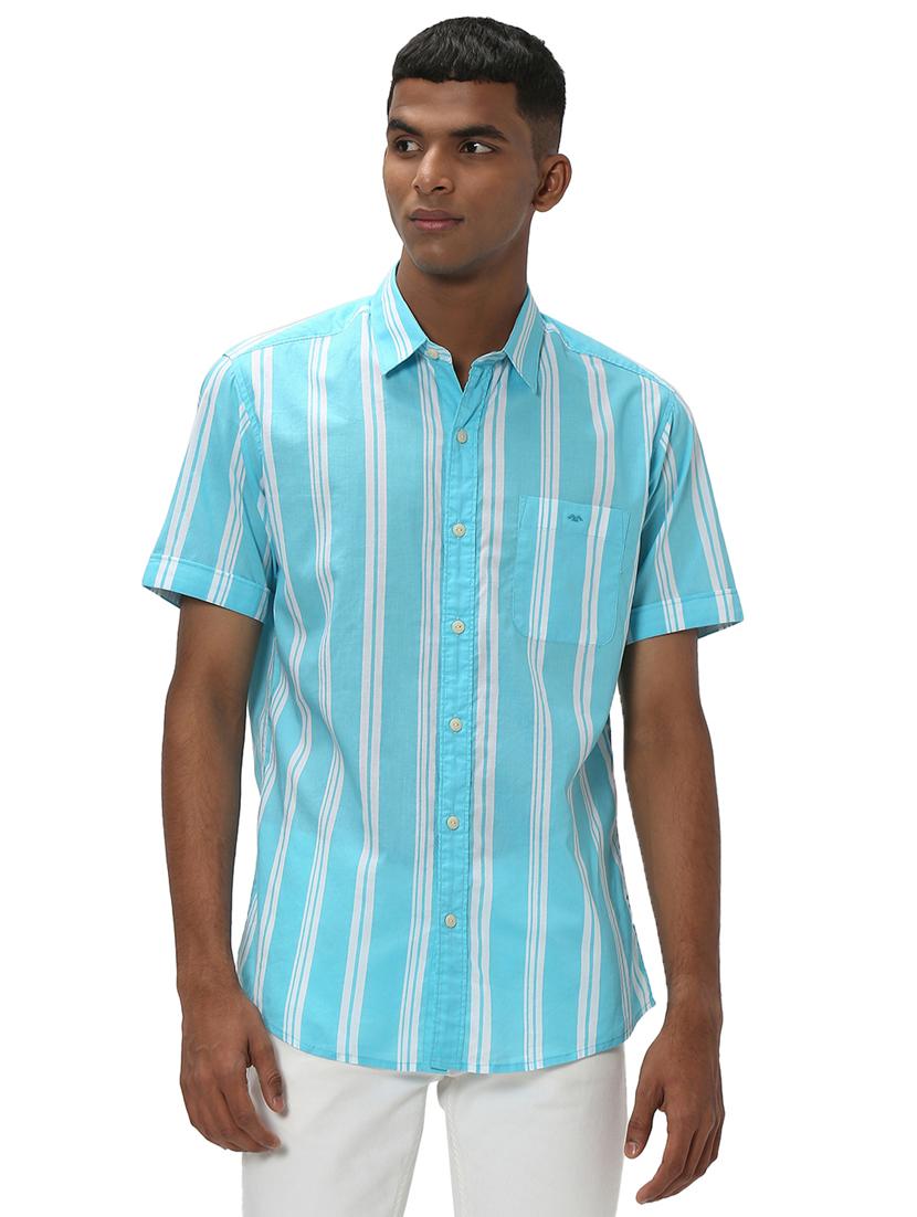 turquoise cotton casual shirt - 20999004 -  Zoom Image - 0