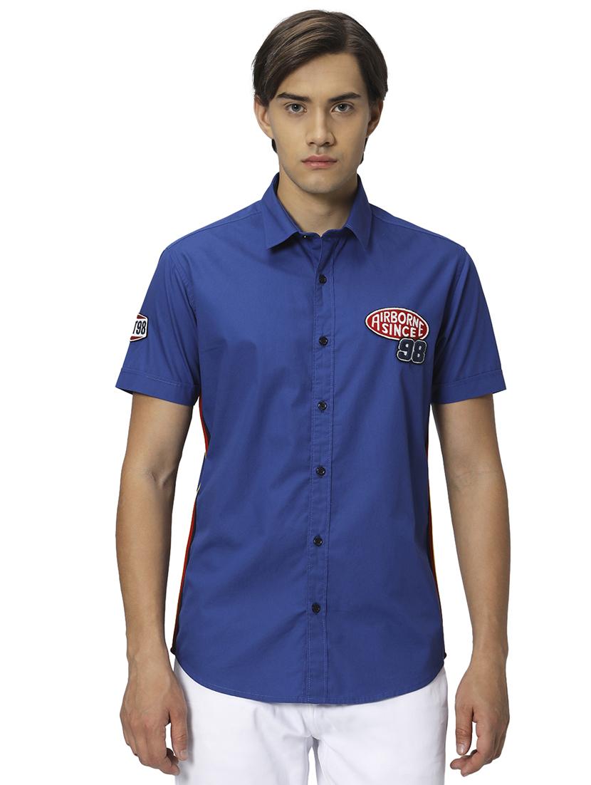 blue cotton casual shirt - 20999047 -  Zoom Image - 0