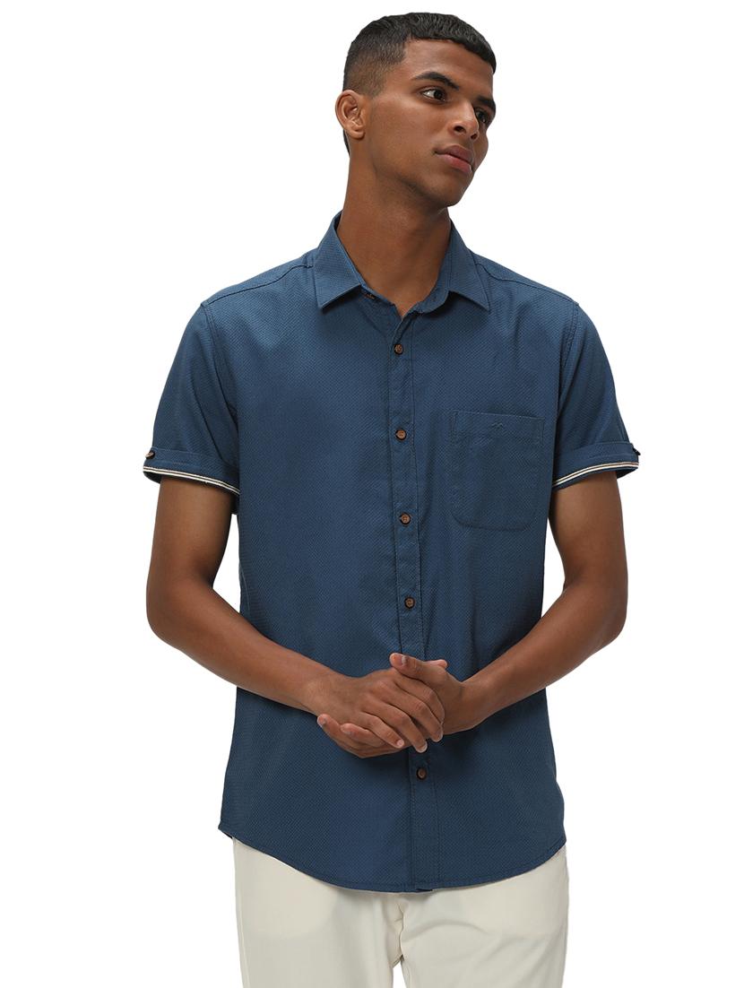 blue cotton casual shirt - 20999049 - Zoom Image - 0