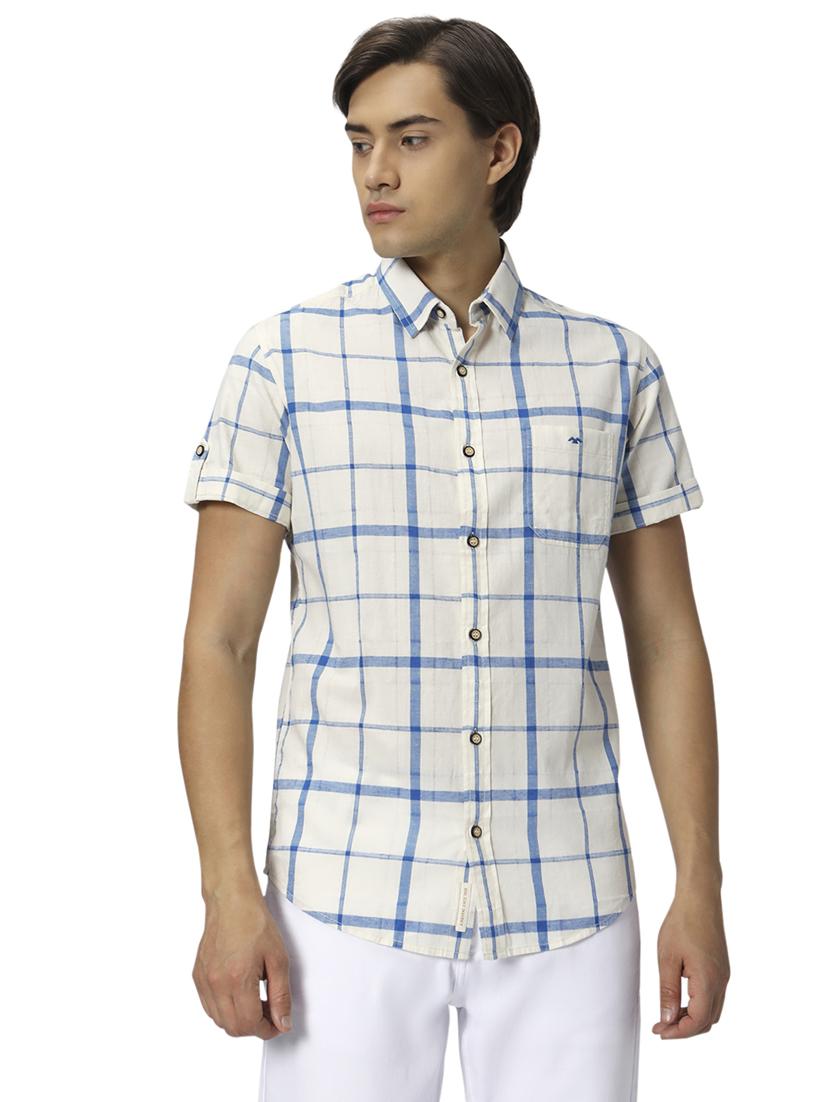 blue cotton casual shirt - 20999058 -  Zoom Image - 0