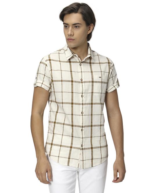 khaki cotton casual shirt - 20999059 - Standard Image - 0