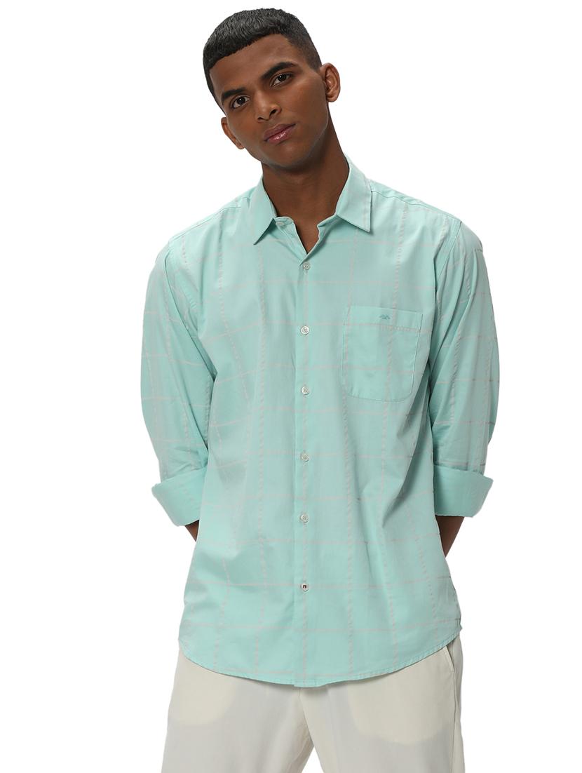 turquoise cotton casual shirt - 20999066 -  Zoom Image - 0