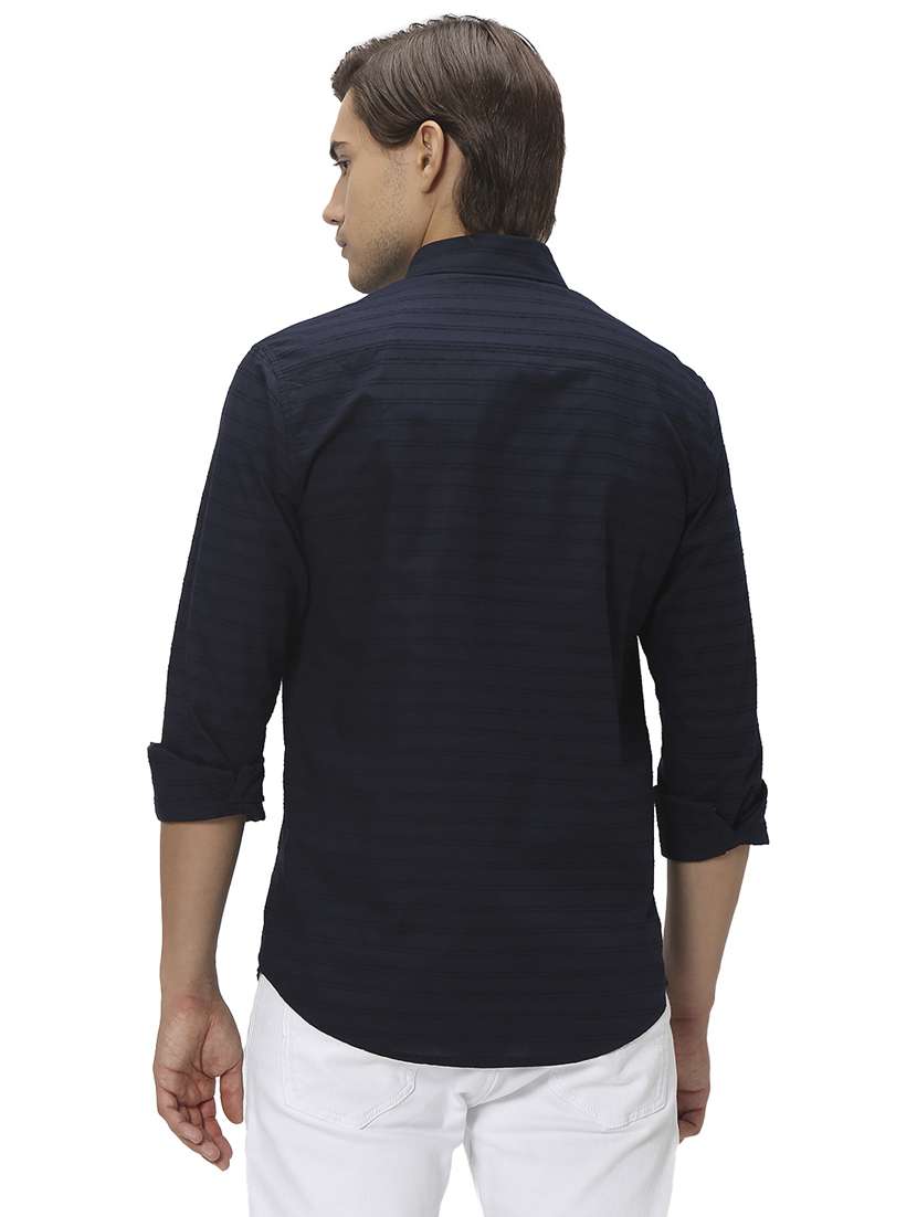 navy blue cotton casual shirt - 20999070 - Standard Image - 3