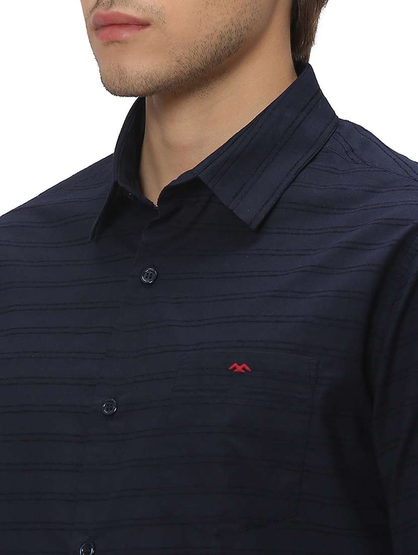 navy blue cotton casual shirt - 20999070 - Standard Image - 5
