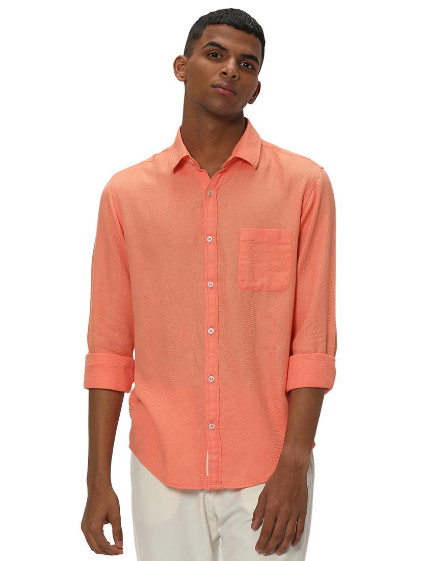 orange cotton casual shirt - 20999072 - Zoom Image - 0
