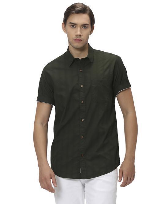 green cotton casual shirt - 20999075 - Standard Image - 0