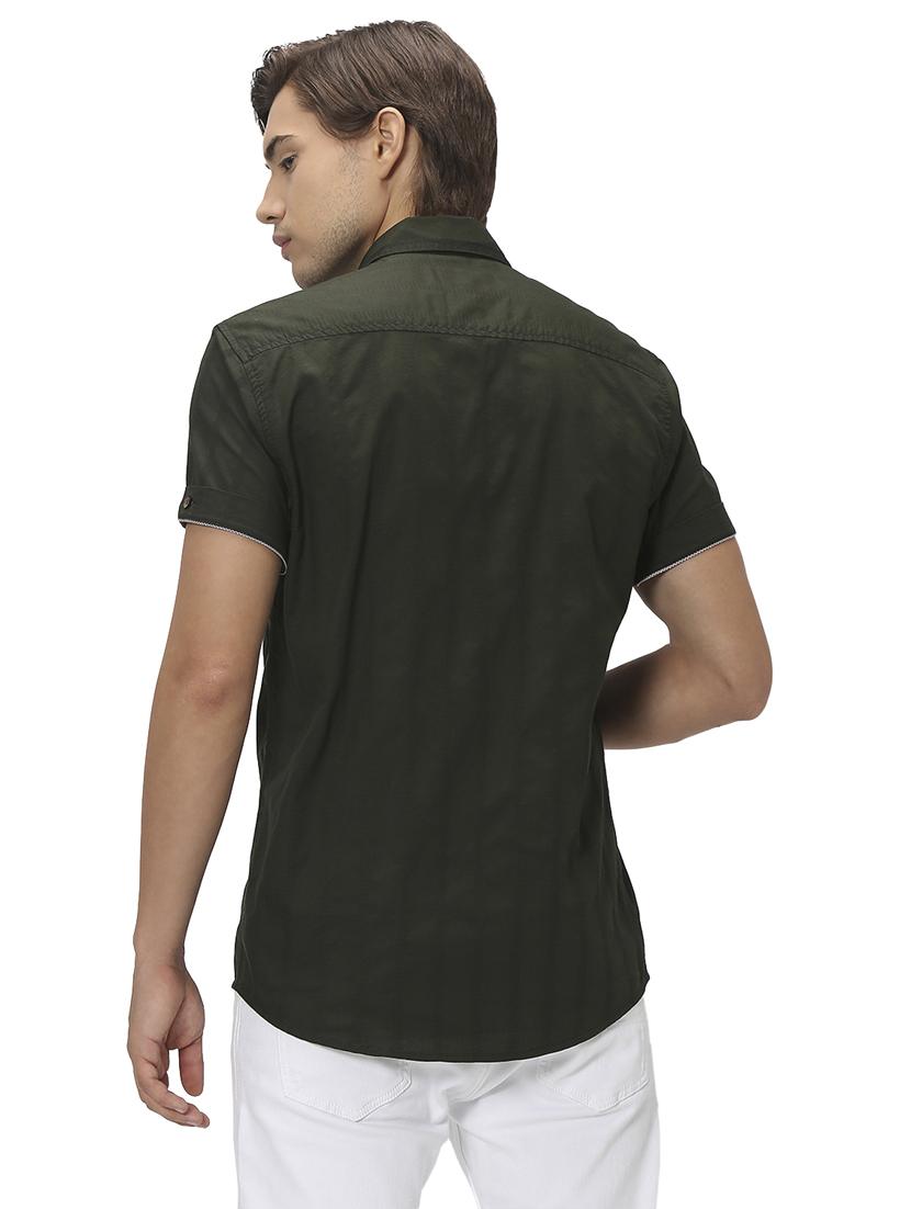 green cotton casual shirt - 20999075 - Standard Image - 3