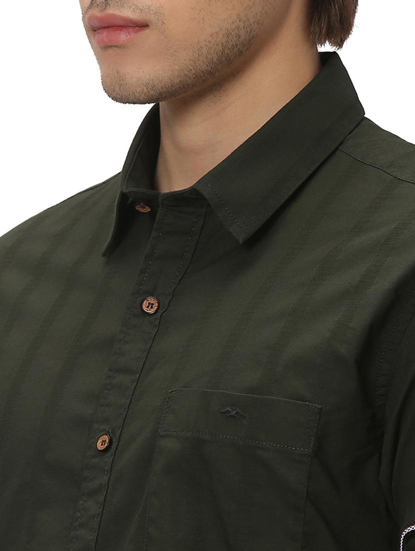 green cotton casual shirt - 20999075 - Standard Image - 5