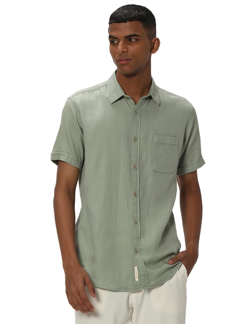 olive cotton casual shirt - 20999077 - Zoom Image - 0