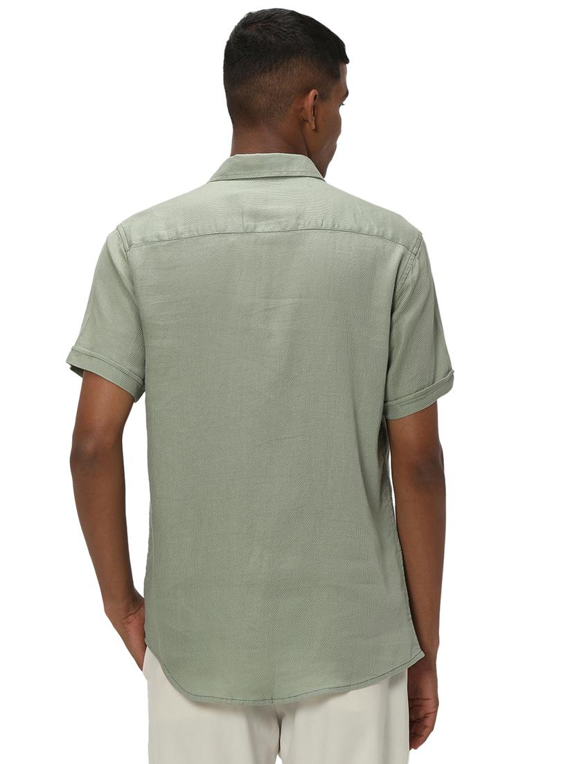 olive cotton casual shirt - 20999077 - Standard Image - 3