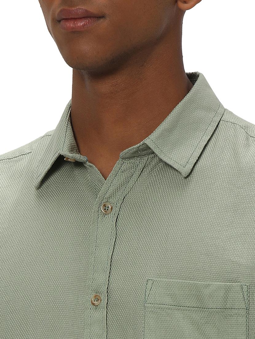 olive cotton casual shirt - 20999077 - Standard Image - 5