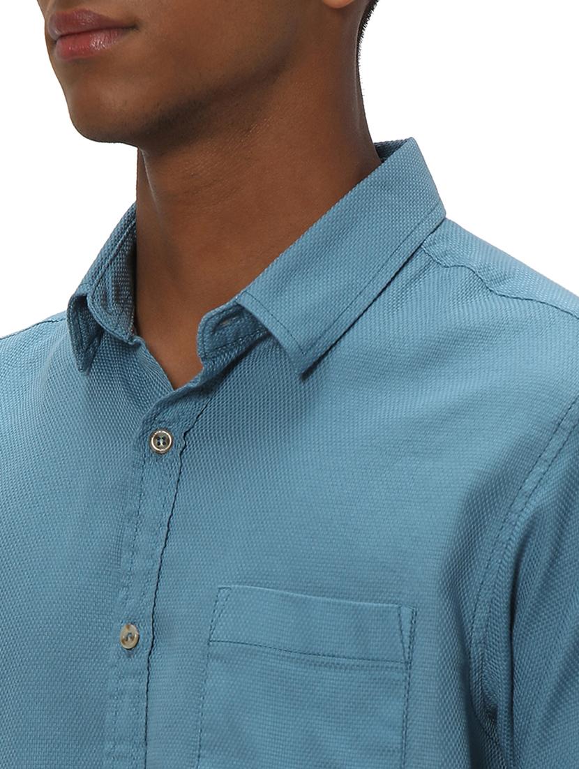 teal cotton casual shirt - 20999078 - Standard Image - 5