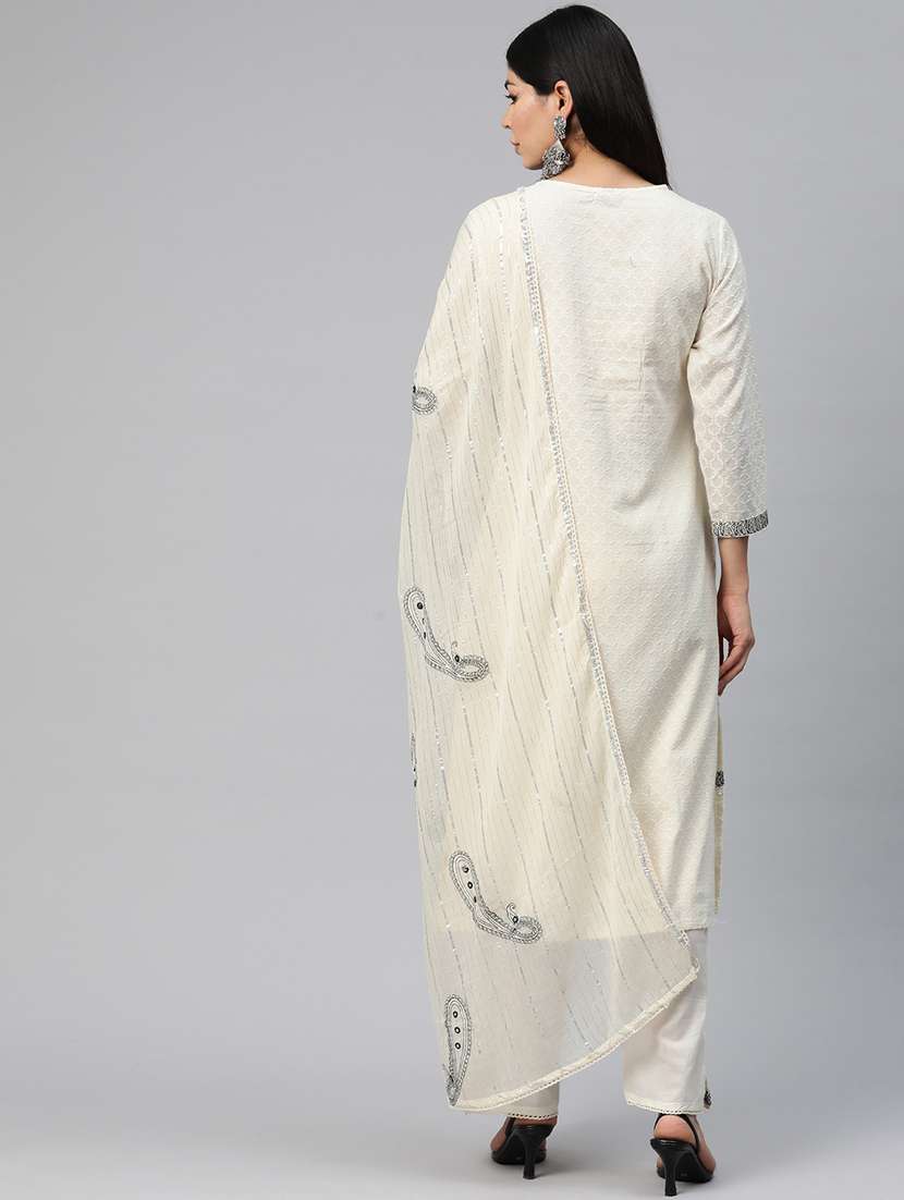 women three quarter sleeve kurta pant with dupatta set - 20999645 - Standard Image - 3