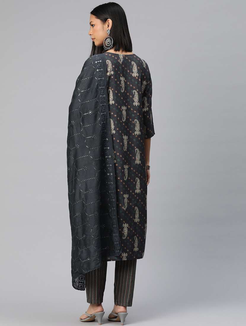 women three quarter sleeve kurta pant with dupatta set - 20999650 -  Standard Image - 3