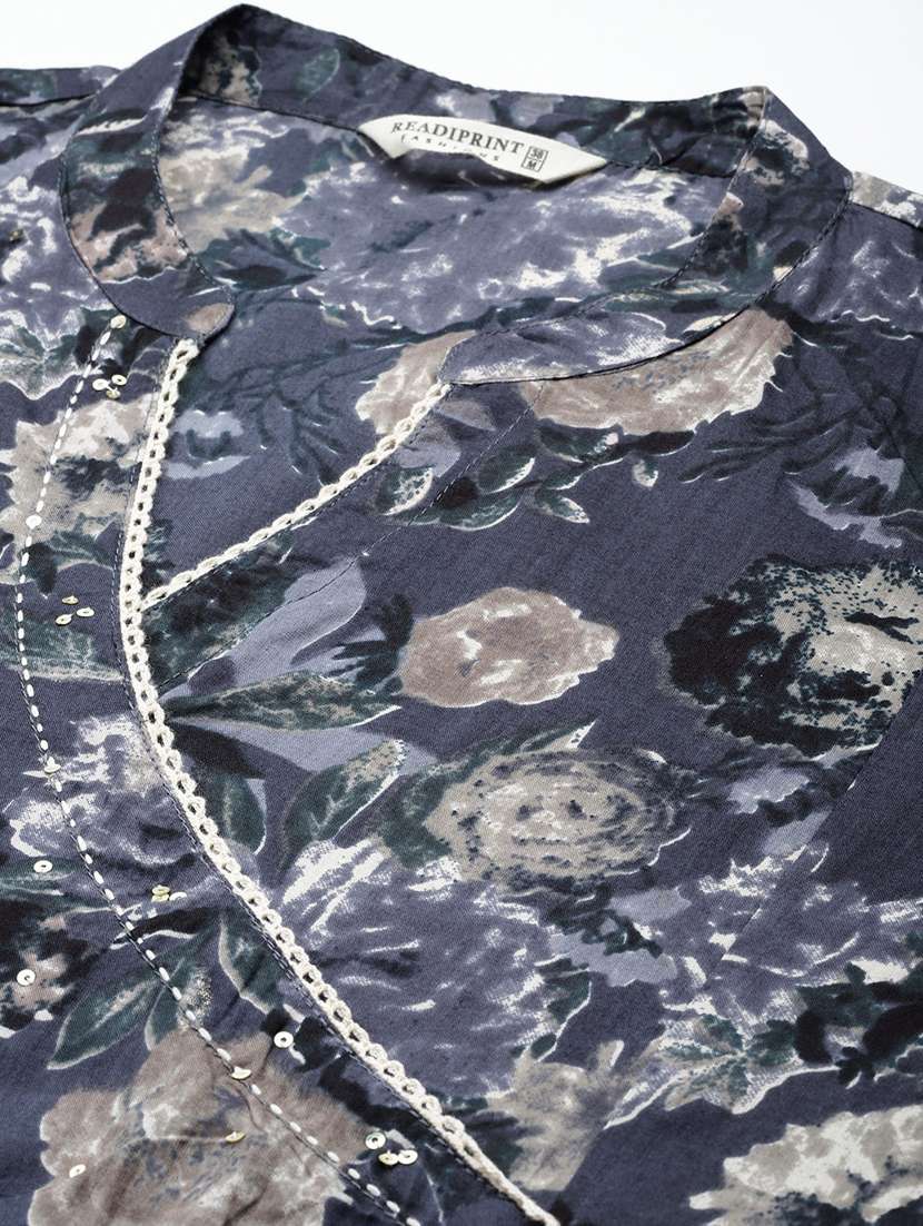 blue floral printed kurta & pant set - 20999700 -  Standard Image - 5