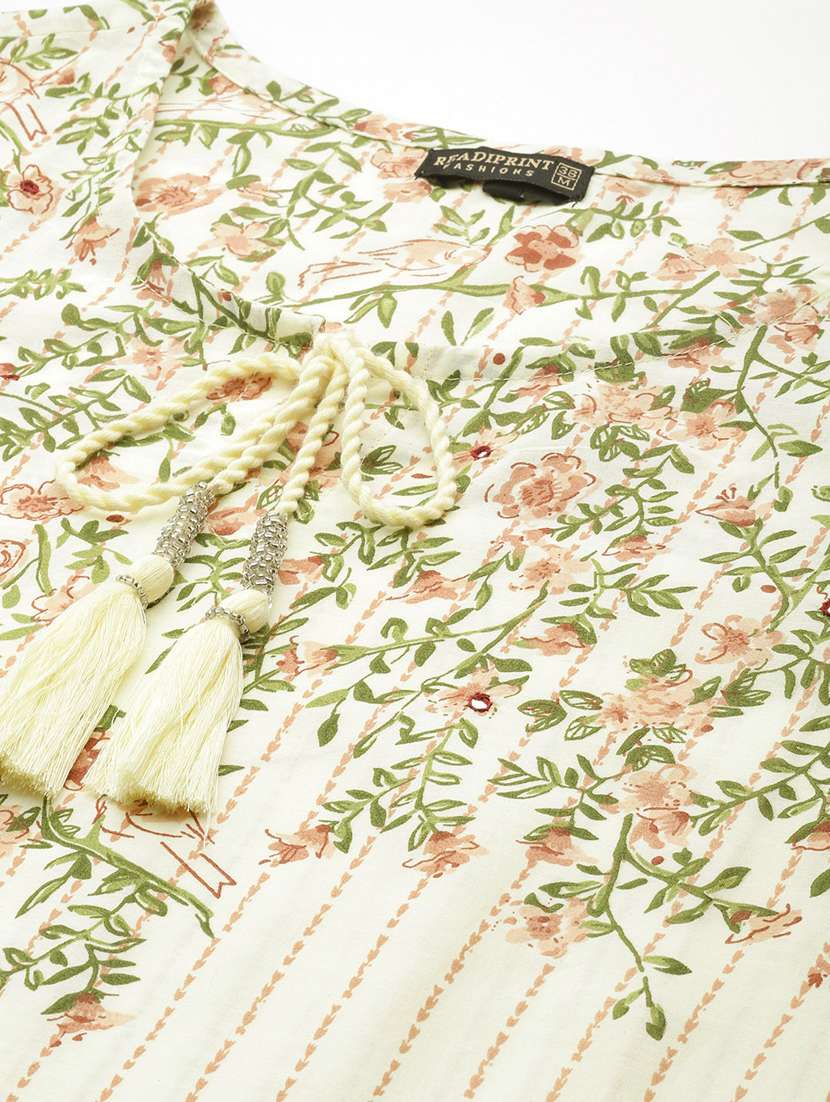 cream printed kurta pant set - 20999725 -  Standard Image - 5