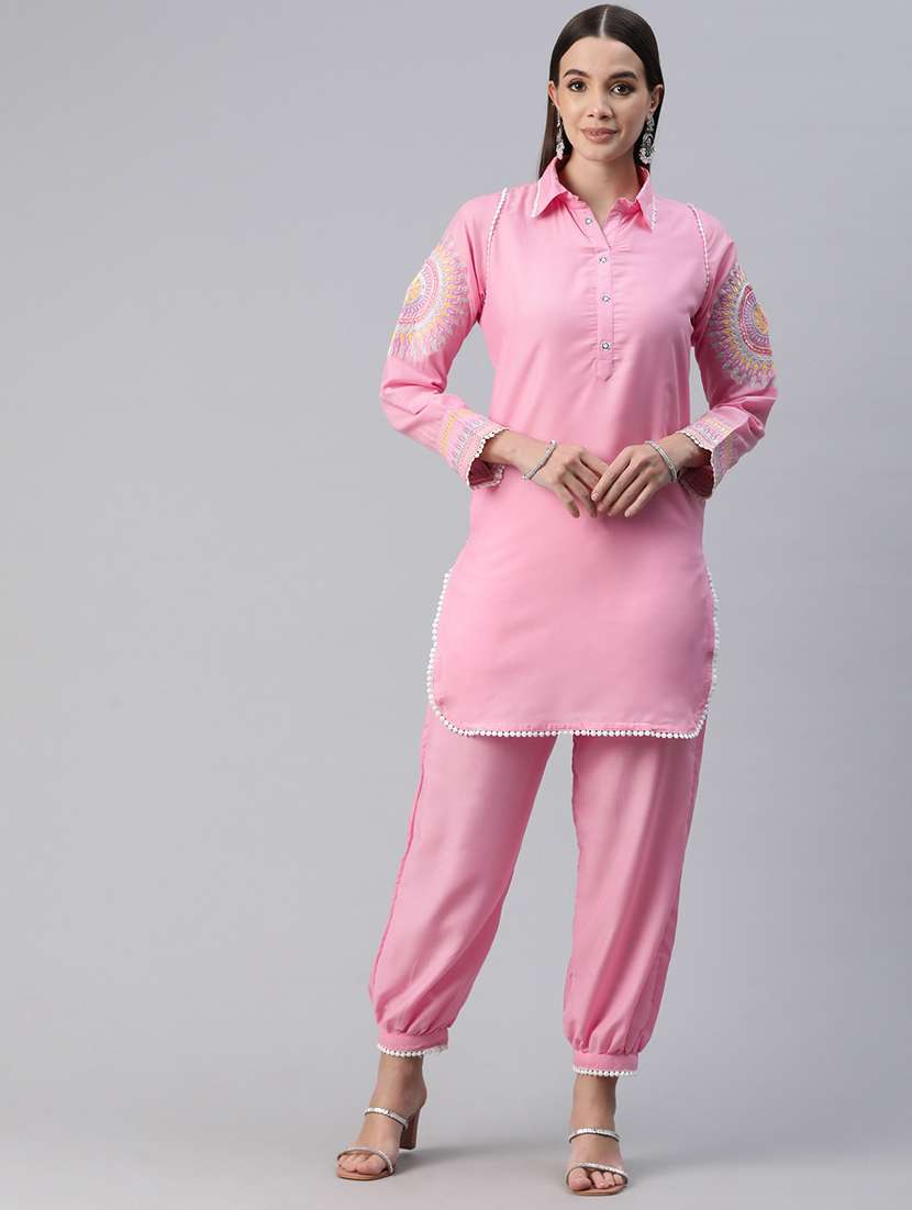 pink detailed kurta salwar set - 20999727 -  Zoom Image - 0