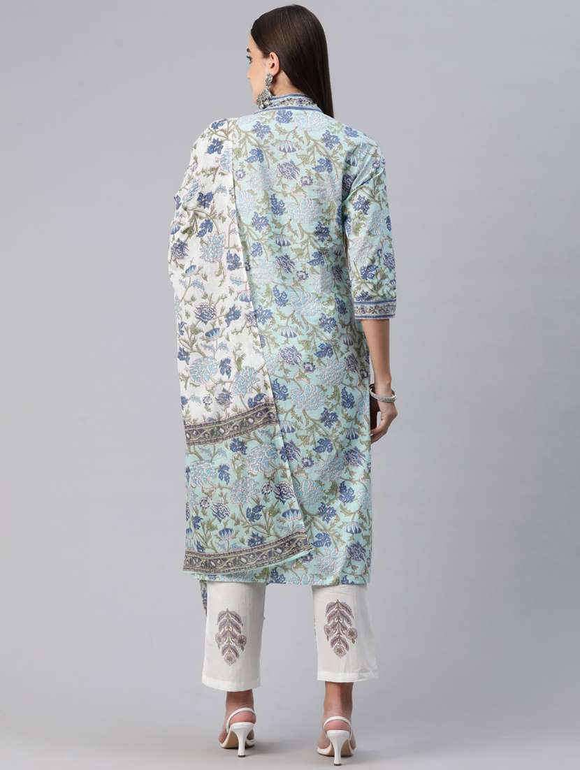 women three quarter sleeve kurta pant with dupatta set - 20999733 -  Standard Image - 3