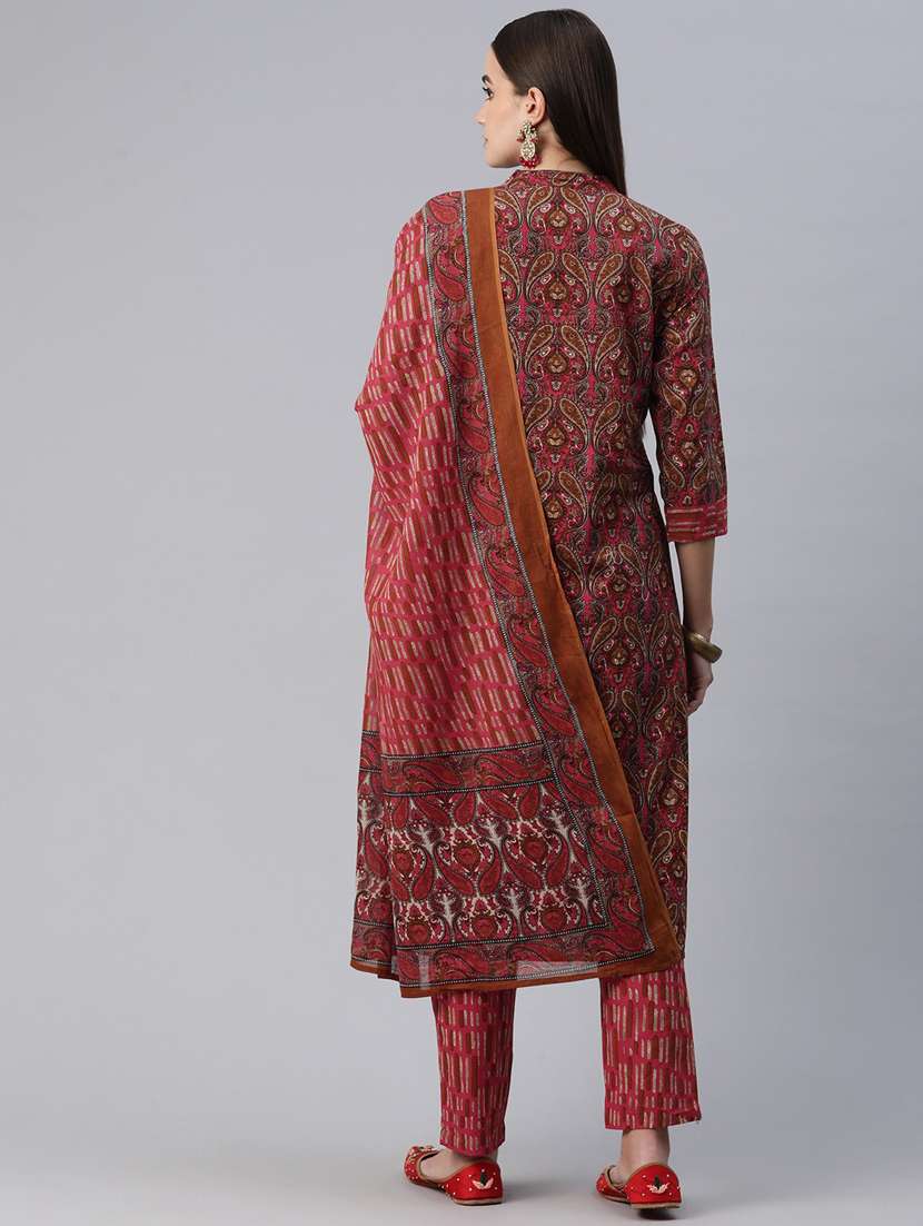women three quarter sleeve kurta pant with dupatta set - 20999747 -  Standard Image - 3