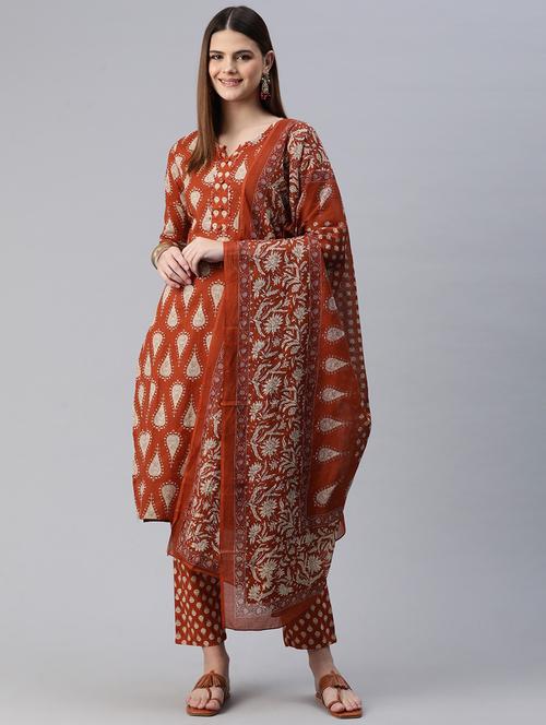 women printed kurta pant suit set - 20999749 -  Standard Image - 0