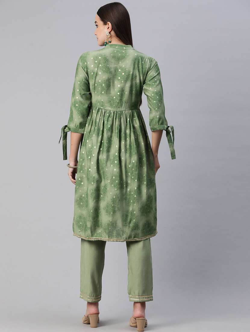 women green floral kurta pant set - 20999758 -  Standard Image - 3