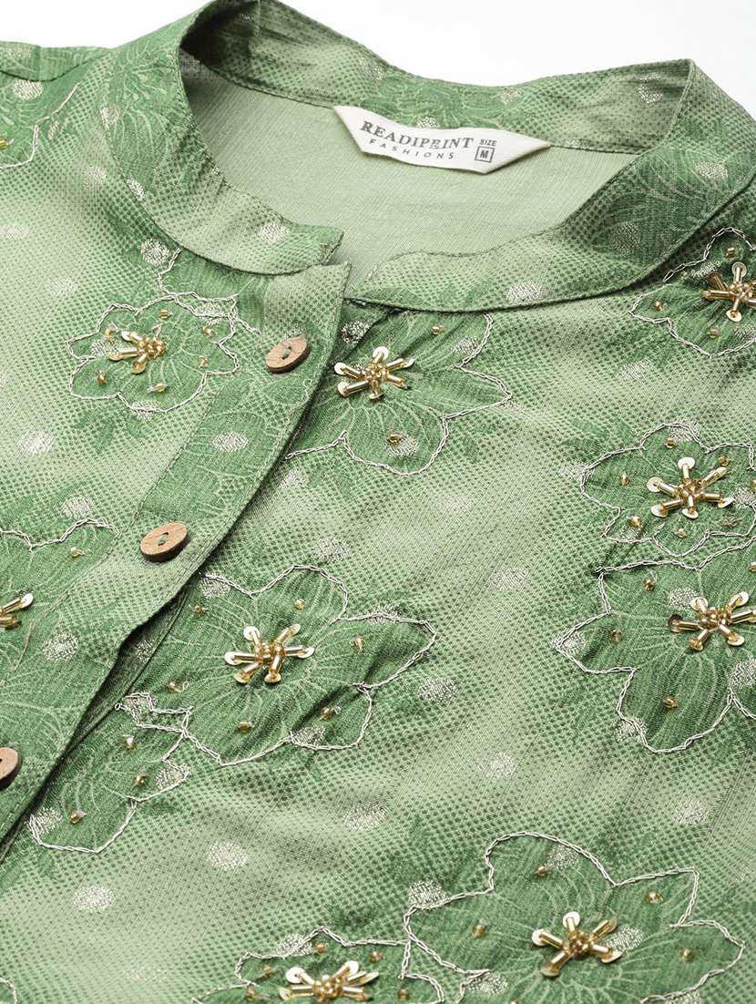 women green floral kurta pant set - 20999758 -  Standard Image - 5