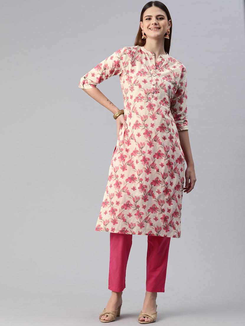 off white printed kurta pant set - 20999765 - Zoom Image - 0