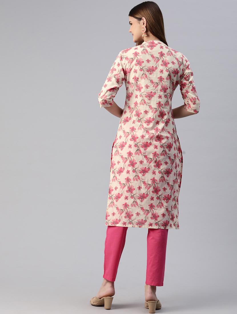 off white printed kurta pant set - 20999765 - Standard Image - 3