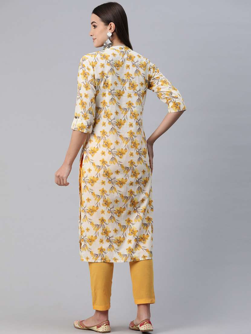 off white printed kurta pant set - 20999767 -  Standard Image - 3