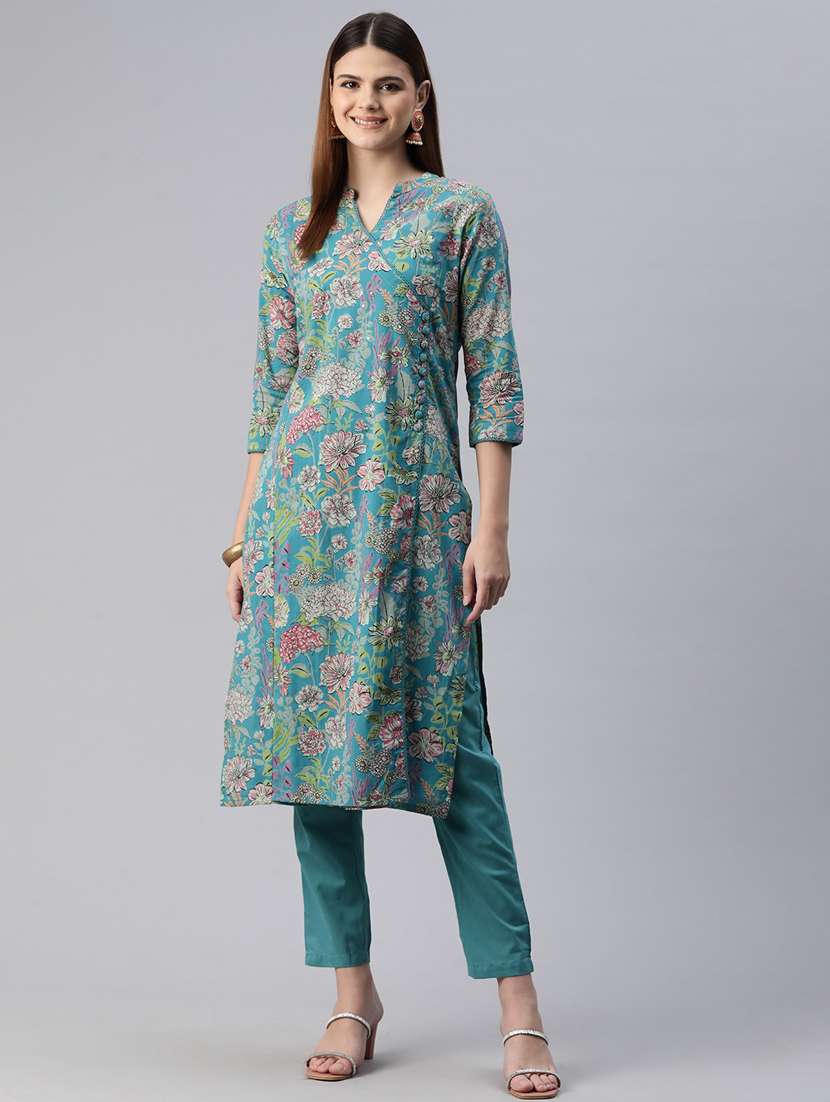 women printed kurta pant set