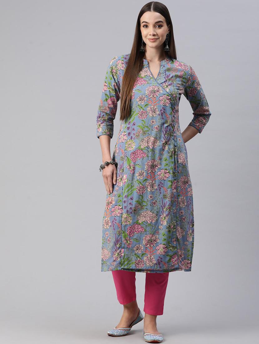 grey printed kurta pant set - 20999772 - Zoom Image - 0