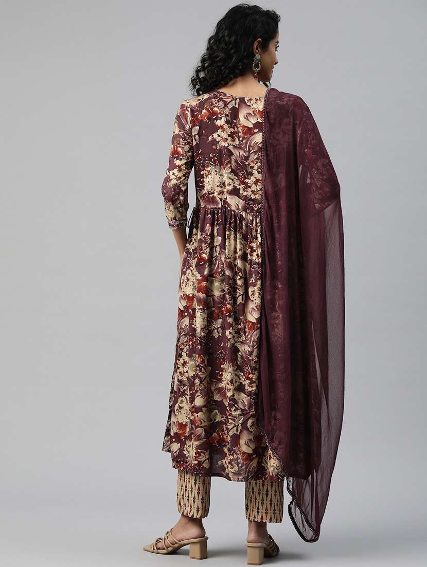 women three quarter sleeve kurta pant with dupatta set - 20999786 -  Standard Image - 3