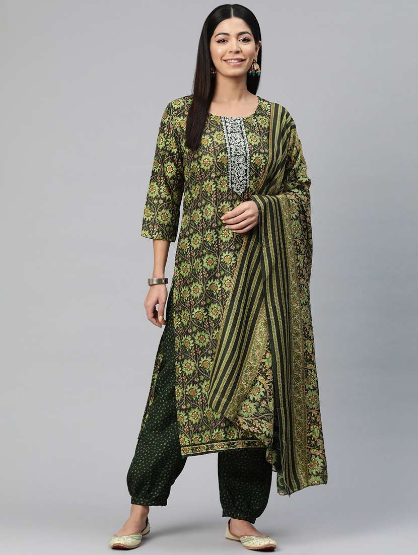 women three quarter sleeve kurta salwar with dupatta set - 20999801 -  Zoom Image - 0