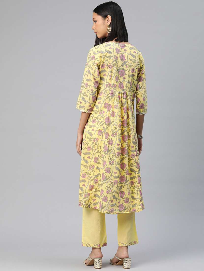 women three quarter sleeve kurta pant set - 20999808 - Standard Image - 3
