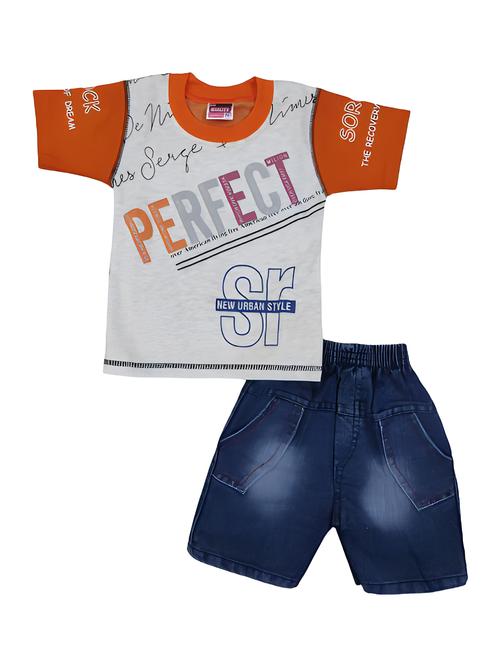 kids round neck typographic printed shorts set  - 20999867 -  Standard Image - 0