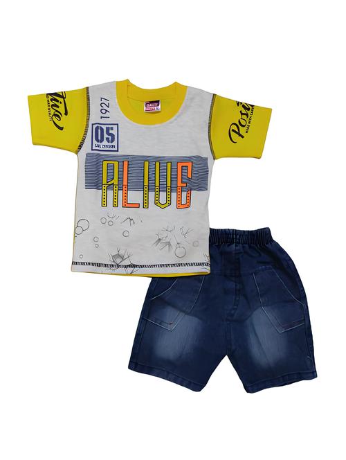 kids round neck typographic printed shorts set - 20999905 - Standard Image - 0