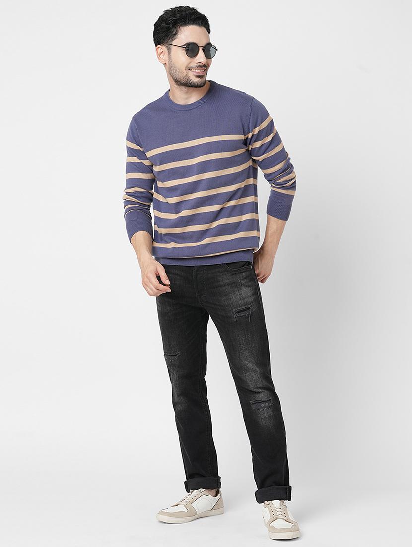 purple cotton striped pullover - 21000381 - Standard Image - 3
