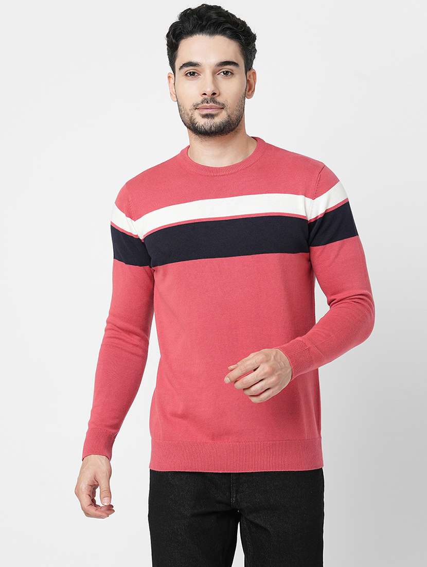 men long sleeves color block sweatshirt