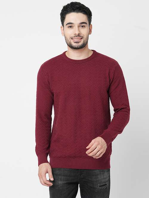 maroon cotton plain sweatshirt - 21000385 -  Standard Image - 0