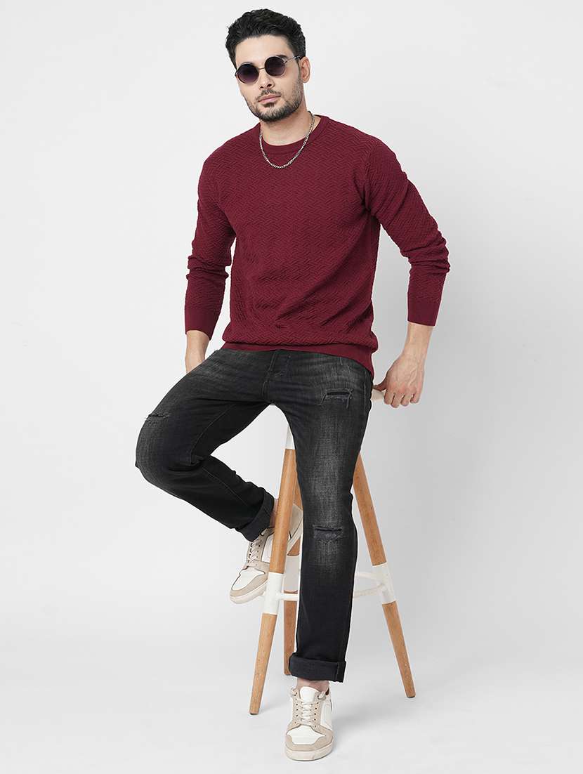 maroon cotton plain sweatshirt - 21000385 -  Standard Image - 3